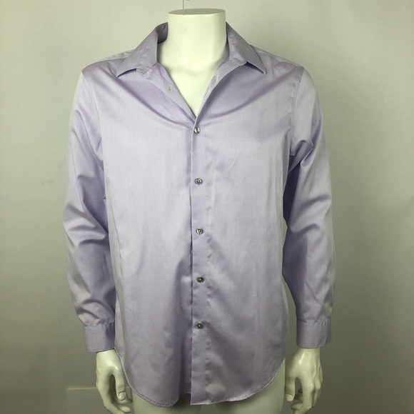 Calvin Klein CK Men's Shirt Slim Fit Non-Iron Long Sleeve Purple 16-23/24 Cotton - Picture 15 of 15